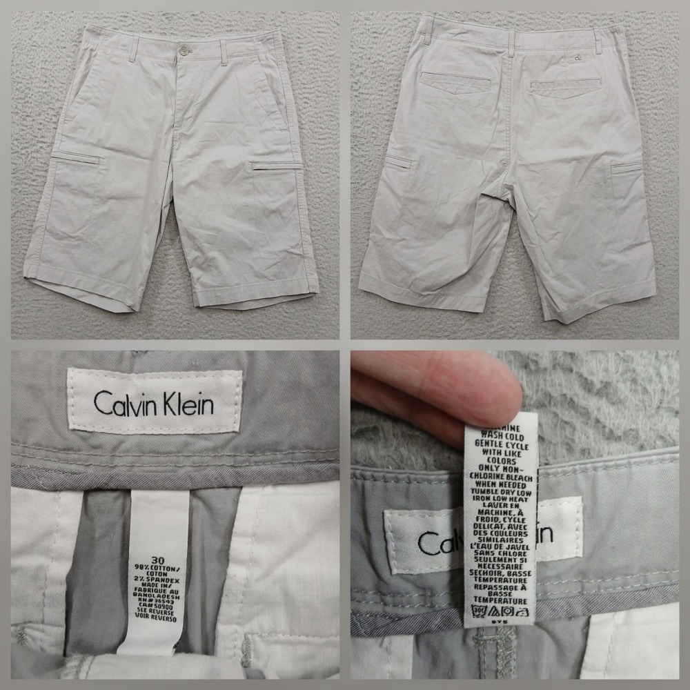 Calvin Klein Cargo Shorts Men's 30 Gray Stretch Casual‎